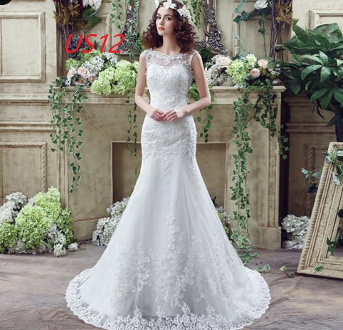 Bride Trailing Wedding Dress Sexy Lace Mermaid Wedding Dress - Serenity Spaces