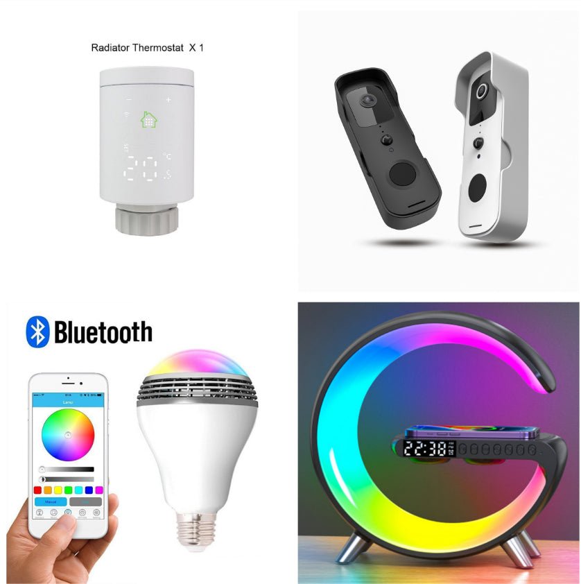 New Intelligent G Shaped LED Lamp Bluetooth Speake Wireless Charger Atmosphere Lamp App Control For Bedroom Home Decor - Serenity Spaces