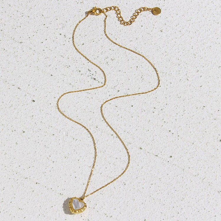 High - grade Love Light Luxury Pendant Jewelry Stainless Steel 18k Gold Plating Vintage Shell Love Necklace - Serenity Spaces