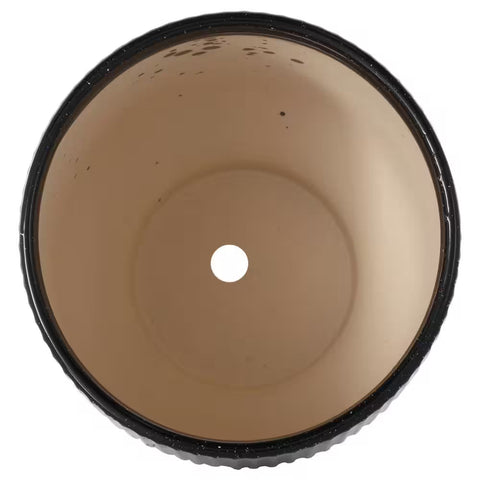 9 In., 8 In. and 6 In. Small Black Ceramic Speckled Planter with Linear Grooves and Tapered Bases (3-Pack)