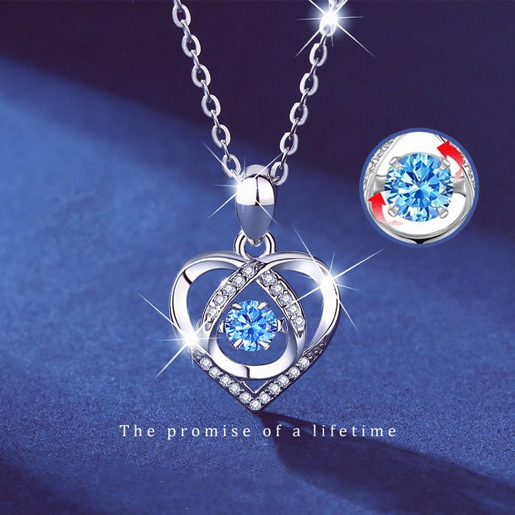 S925 Beating Heart - shaped Necklace Women Luxury Love Rhinestones Necklace Jewelry Gift For Valentine&