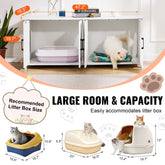 Cat Litter Box Enclosure Wooden Litter Box Furniture Hidden 2 Rooms White - Serenity Spaces