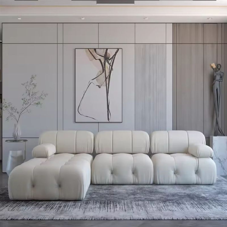 Nordic Modern Apartment Furniture Fabric Buckle Design Sofa Living Room Couch Light Luxury Sponge Sofa For Lock Design - Serenity Spaces