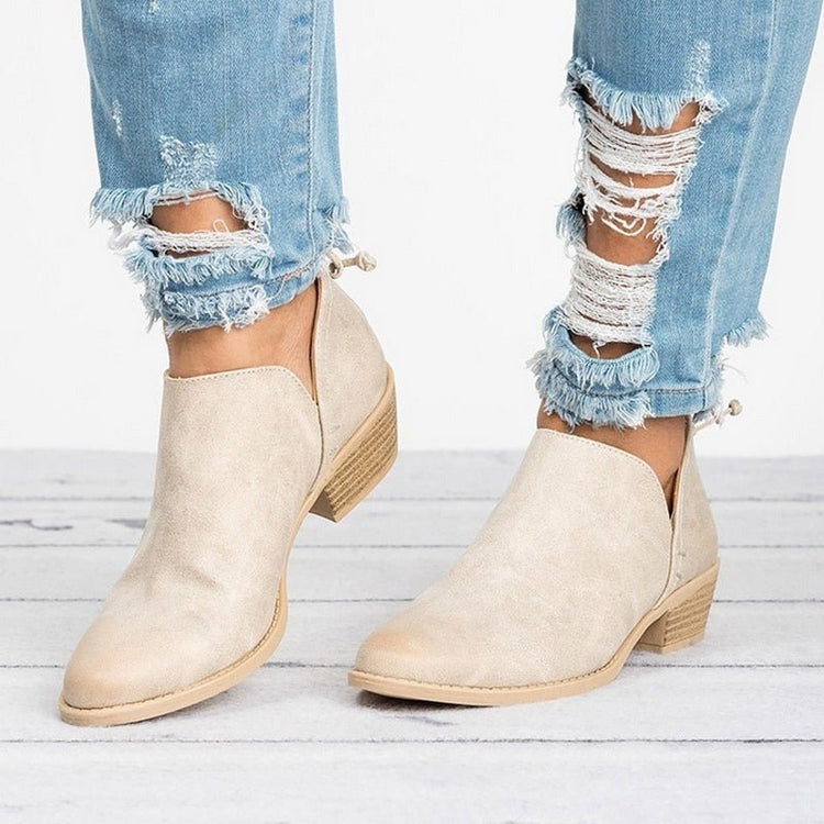 Autumn Women Shoes Retro High Heel Ankle Boots - Serenity Spaces