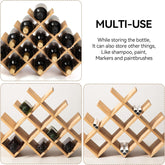 Wooden 13 - Bottle Wine Rack - Nature Wood 4 - Tier Wine Display Rack/Free Standing and Countertop Storage Shelf - Bottle Holder/Cabinet Glass XHJJ4 - NA - Serenity Spaces
