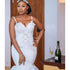 Lace sleeveless fish tail style African bridal wedding dress - Serenity Spaces