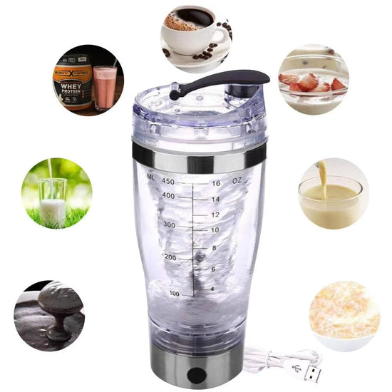 450ML Electric Protein Shaker USB Shaker Bottles Milk Coffee Blender Water Bottle Movement Vortex Tornado Smart Mixer - Serenity Spaces