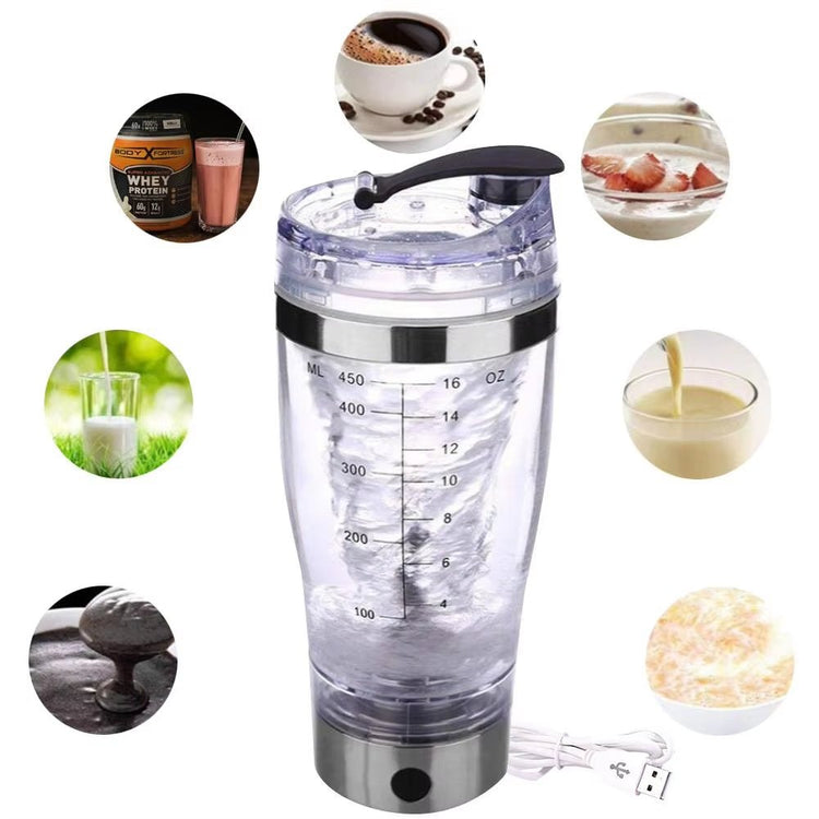 450ML Electric Protein Shaker USB Shaker Bottles Milk Coffee Blender Water Bottle Movement Vortex Tornado Smart Mixer - Serenity Spaces