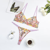 Lace Stitching Sexy Lace - up Lingerie Two - piece Set - Serenity Spaces