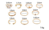Bohemian Fashion Star Moon Love Pearl Leaf 10 - Piece Ring - Serenity Spaces