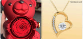 Rotating Bear Gift Box Rose Jewelry Box - Serenity Spaces