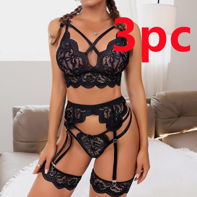 New Sexy Lingerie Transparent Lace Multi - color Split Seductive Set - Serenity Spaces