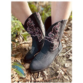 Short boots round head embroidered fashion boots - Serenity Spaces