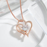 Zircon Double Love Necklace With Rhinestones Ins Personalized Heart - shaped Necklace Clavicle Chain Jewelry For Women Valentine&