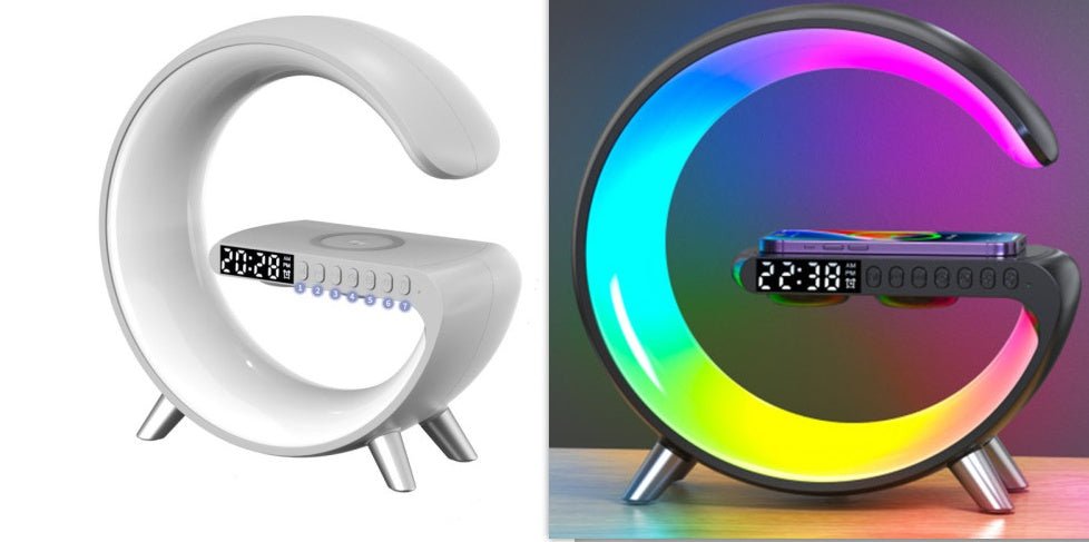 New Intelligent G Shaped LED Lamp Bluetooth Speake Wireless Charger Atmosphere Lamp App Control For Bedroom Home Decor - Serenity Spaces