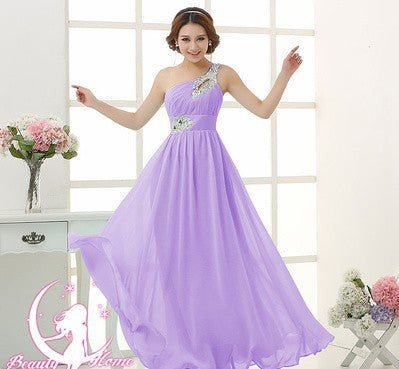 Evening dress one - shoulder dinner banquet long banquet - Serenity Spaces