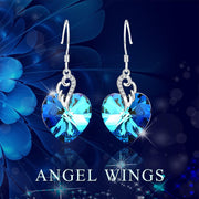 Austrian Crystal Heart Drop Dangle Earrings for Women Sterling Silver Heart Earrings Christmas Gift Birthday Gift Anniversary Jewelry Gift for Women