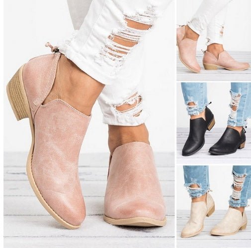 Autumn Women Shoes Retro High Heel Ankle Boots - Serenity Spaces