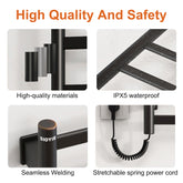 SIOYIE Towel Warmer Bathroom Wall Mounted 6 Bars Electric Towel Drying, 150 W 500 800 MM Heated Towel Rack With Intelligent Touch Screen Timer And Temperature Control Black Left - Serenity Spaces