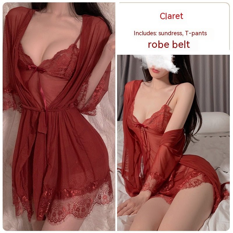 Ruoruo Sexy Lingerie Sexy Pure Color Mesh See - through Sling Women - Serenity Spaces