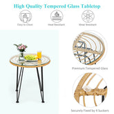 3 Pieces Rattan Furniture Set With Cushioned Chair Table - Serenity Spaces