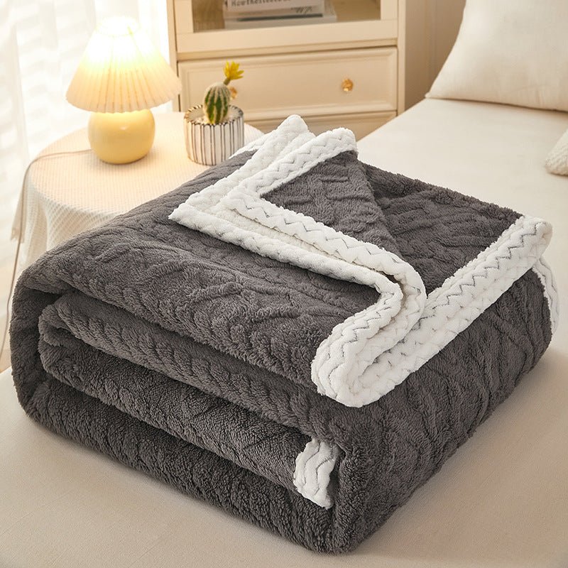 Blanket Double Thickened Warm Coral Fleece Sofa Blanket - Serenity Spaces