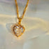 Colorful Rhinestones Heart - shped Necklace Love Gold Clavicle Chain Ins Personalized Jewelry For Women Valentine&