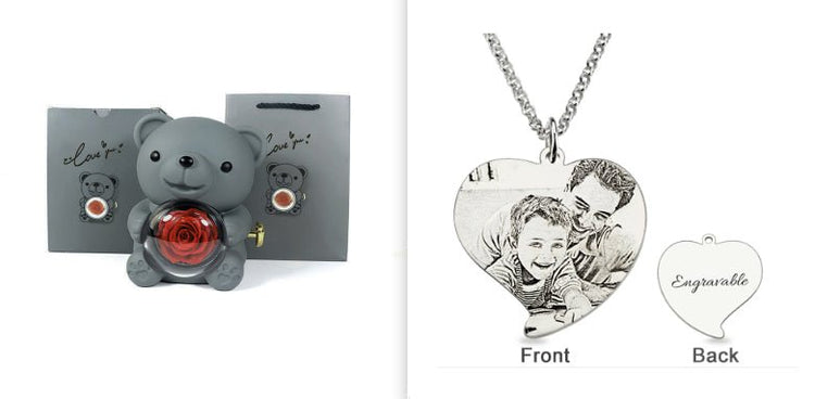 Rotating Bear Gift Box Rose Jewelry Box - Serenity Spaces