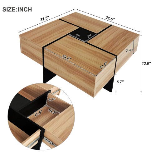 Unique Design Coffee Table With 4 Hidden Storage Compartments - Serenity Spaces