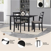 59 Extendable Dining Table, Modern House Dining Room Table For 4 - 8, Wooden Kitchen Table , Dining Room, Working Office, Home Living Room Furniture For Small Space, Black - Serenity Spaces