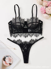 Black Mesh Bra Anti - sagging Lace Sexy Lingerie Set Women - Serenity Spaces