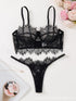 Black Mesh Bra Anti - sagging Lace Sexy Lingerie Set Women - Serenity Spaces