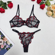 Lace Steel Bracket Transparent Mesh Sexy Lingerie Set