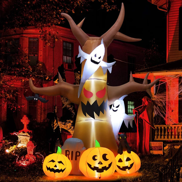 Halloween Inflatable 11.8 FT Inflatable Halloween Tree, Halloween Inflatable Tree Scary Halloween Blow up Tree with LED Lights, Outdoor Halloween Decorations Clearance for Halloween/Holiday