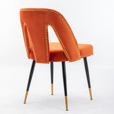 A A Furniture Akoya Collection Modern Contemporary Velvet Upholstered Dining Chair With Nailheads And Gold Tipped Black Metal Legs Orang Set Of 2 - Serenity Spaces