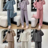 Autumn And Winter Zippered Fleece - lined Thick Coral Pajamas Loungewear Sleepwear - Serenity Spaces