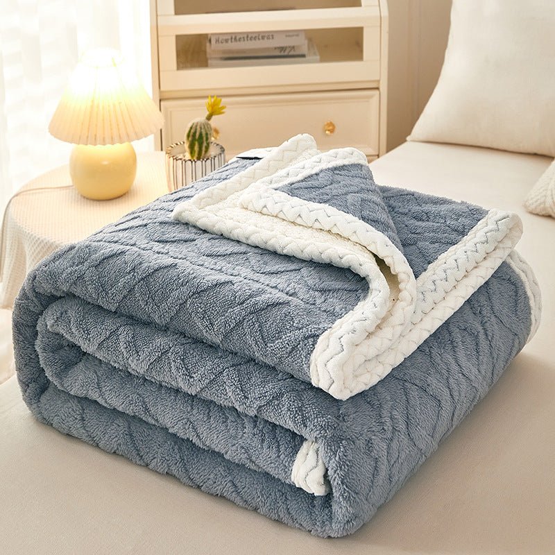 Blanket Double Thickened Warm Coral Fleece Sofa Blanket - Serenity Spaces
