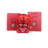Eternal Rose Teddy Bear Gifts Box With Necklace Rotate Rose Jewelry Box Valentine Wedding Storage Gift Case For Women Girlfriend - Serenity Spaces
