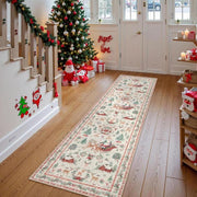 Christmas Deer Santa Long Rug, Multiple Patterns Available, Soft Durable Washable Carpet for Indoor Outdoor Use, Home Decor-Yy