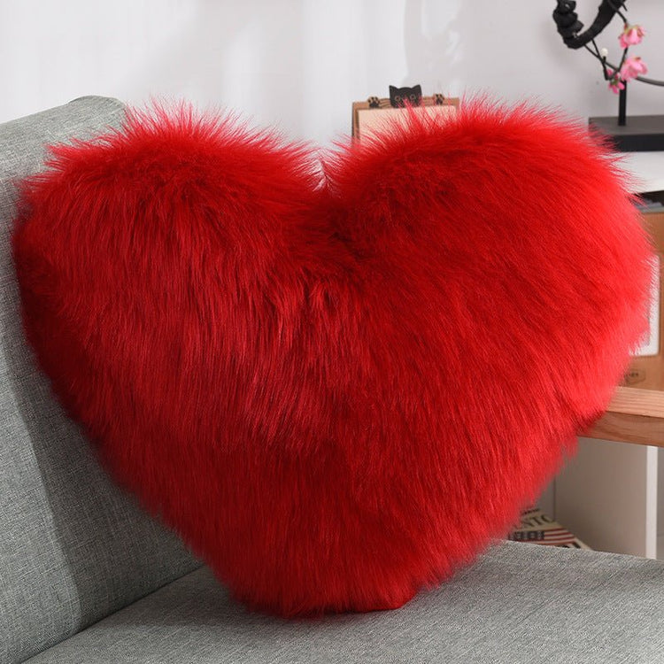 Throw Pillows Heart Shape Long Plush Fluffy Shaggy Cushion Cover Sofa Cushions Decorative Pillow Covers Pillowcase White - Serenity Spaces