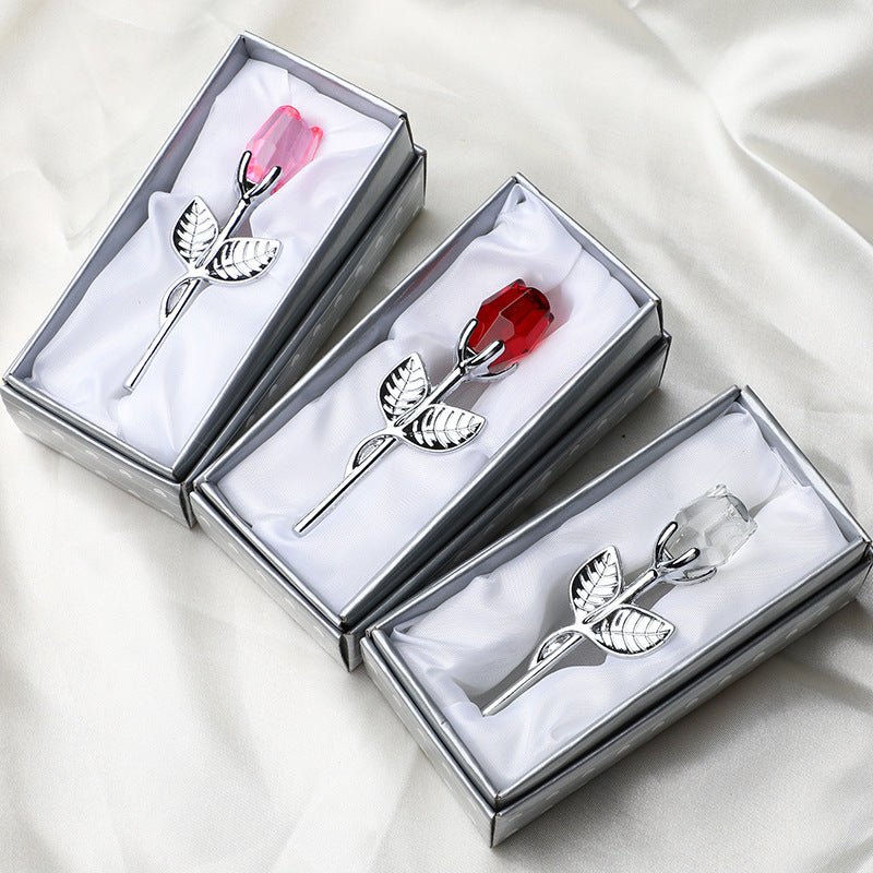 Metal Crystal Rose Decorations - Serenity Spaces