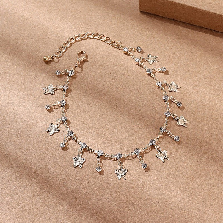 Butterfly Tassel Anklet Colorful Oil Necklace Flowers Leaves - Serenity Spaces
