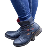 Round toe low heel short boots - Serenity Spaces