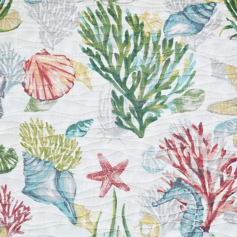 Shellwood Sound King 3 Piece Quilt Set Summer Beach Ocean Coastal Reversible Machine Washable Lightweight Bedspread Coverlet King 3 Piece Set Blue