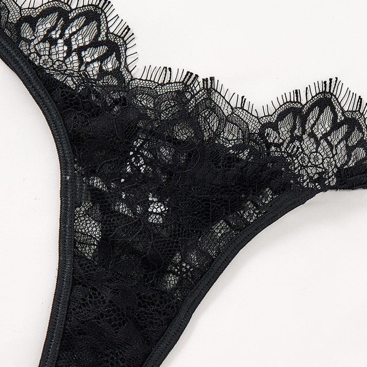 Black Mesh Bra Anti - sagging Lace Sexy Lingerie Set Women - Serenity Spaces