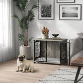 PawHut Indoor Dog Crate Furniture End Table W/ Plush Washable Cushion, Lockable Door, For Medium Dogs - Serenity Spaces