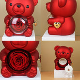 Rotating Bear Gift Box Rose Jewelry Box - Serenity Spaces