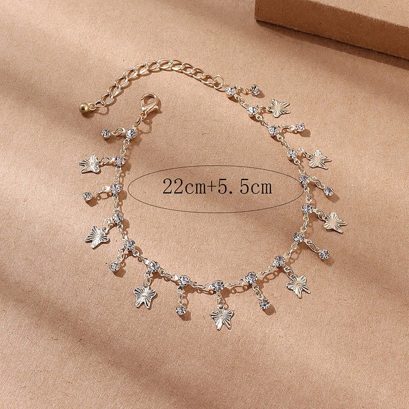 Butterfly Tassel Anklet Colorful Oil Necklace Flowers Leaves - Serenity Spaces