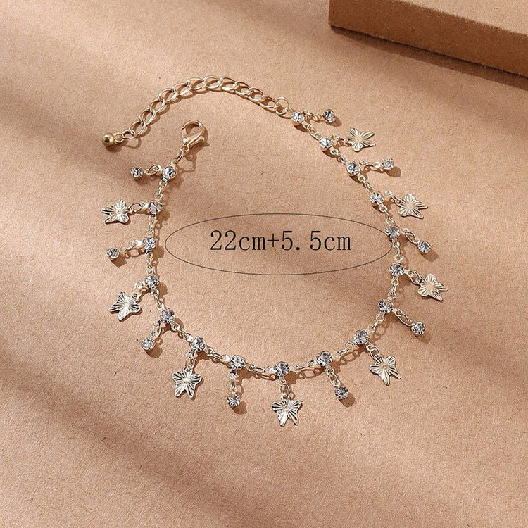 Butterfly Tassel Anklet Colorful Oil Necklace Flowers Leaves - Serenity Spaces