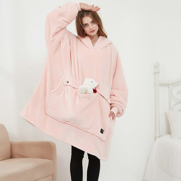 USB Heated Wearable Blanket Oversized Lazy Hoodie With Large Heating Area Back Cozy Warm Sherpa Hoodie Blanket No Battery Pack - Serenity Spaces
